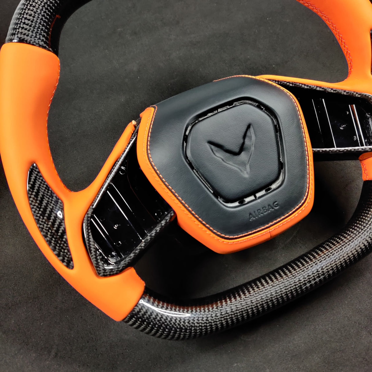 2020-2026+ Chevrolet C8 Corvette Custom Carbon Fiber Steering Wheel - AutoLEDTech.com