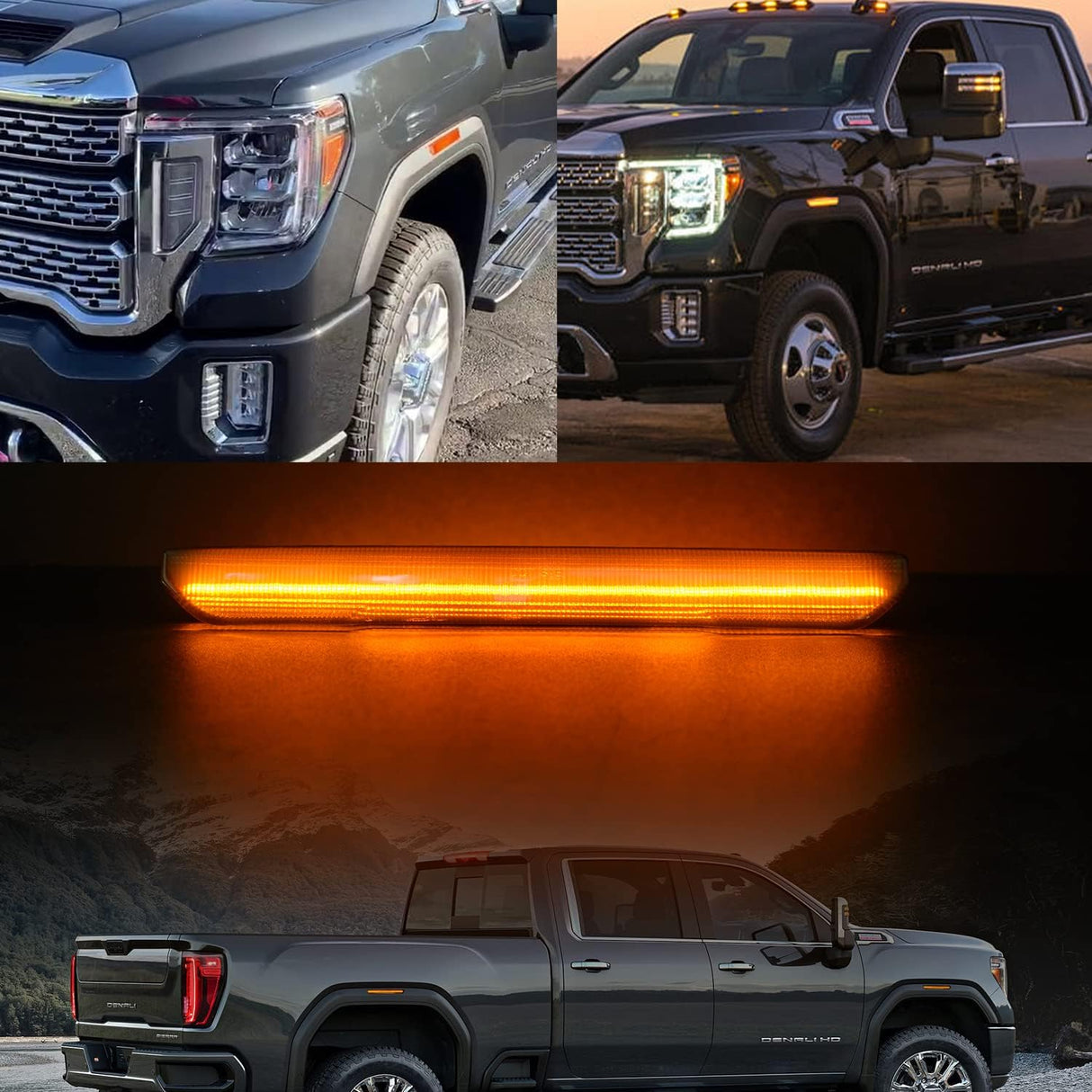 2020-2026+ GMC Sierra HD 2500 Smoked White Amber SCANNING LED Side Markers - AutoLEDTech.com