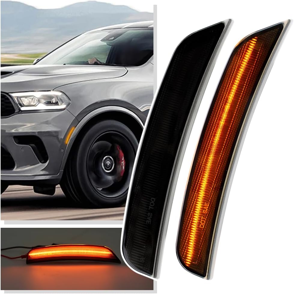 2021-2026+ Dodge Durango Clear Smoked White Amber LED Side Markers - AutoLEDTech.com