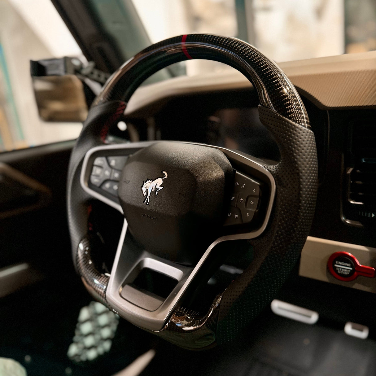 2021-2026+ Ford Bronco Custom Carbon Fiber Steering Wheel - AutoLEDTech.com