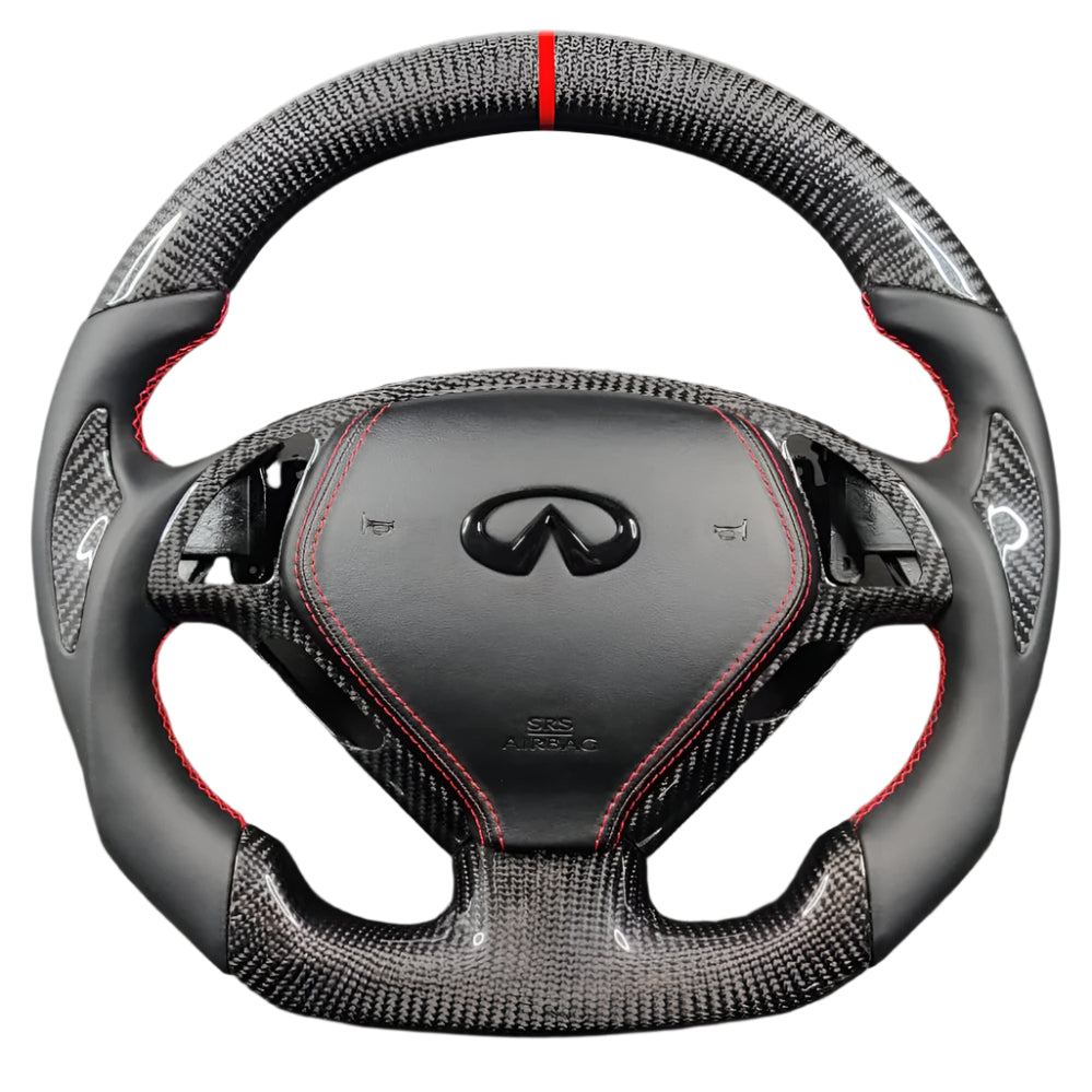 2007-2015 Infiniti G37 G35 Custom Carbon Fiber Steering Wheel - AutoLEDTech.com