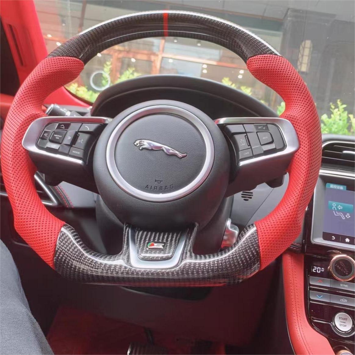 2014-2025 Jaguar F-Type F-Pace Custom Carbon Fiber Steering Wheel - AutoLEDTech.com