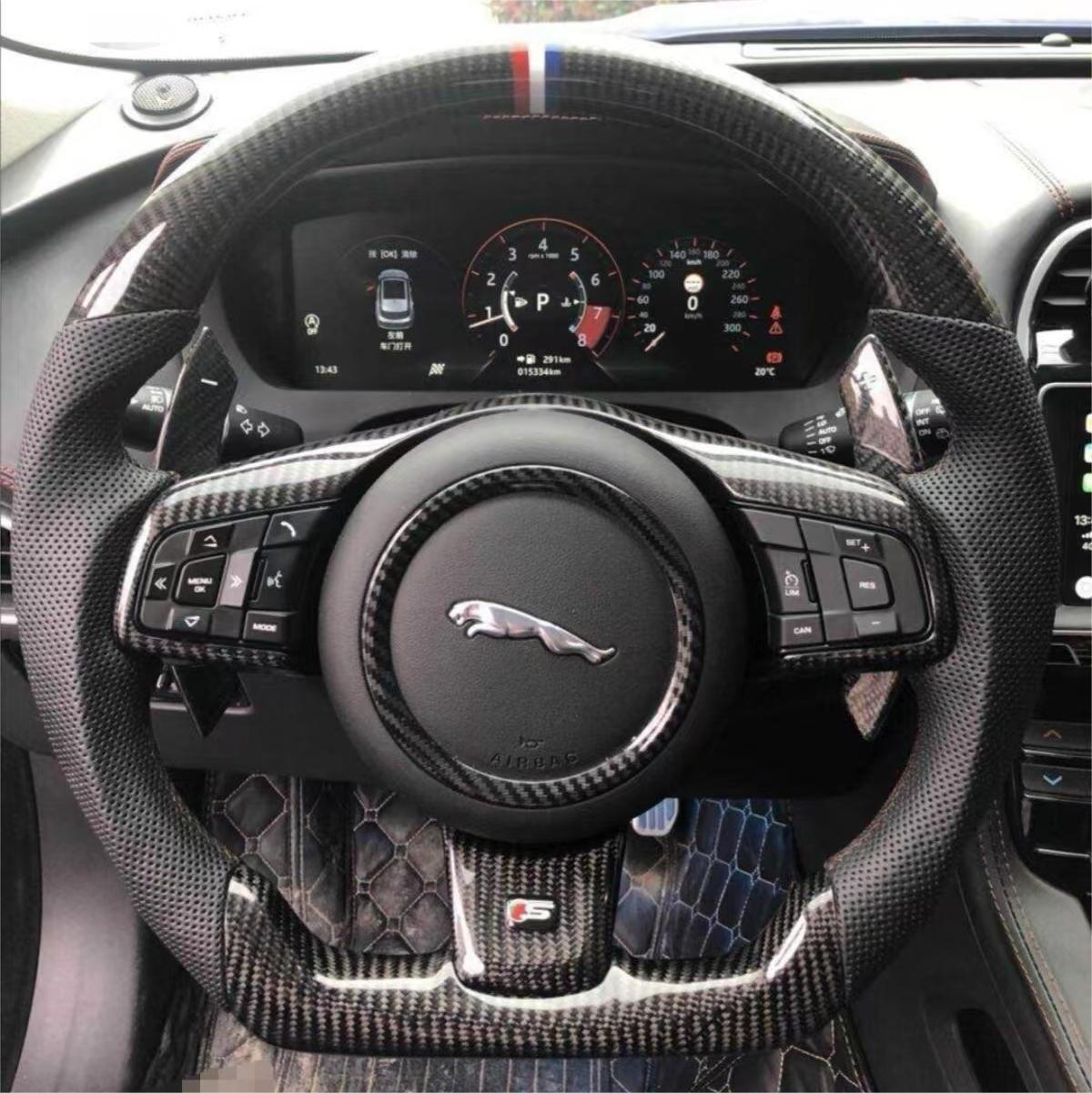 2014-2025 Jaguar F-Type F-Pace Custom Carbon Fiber Steering Wheel - AutoLEDTech.com