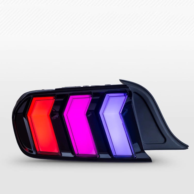 2015-2023 Ford Mustang S550 RGB Flow Smoked Clear LED Tail Lights - AutoLEDTech.com