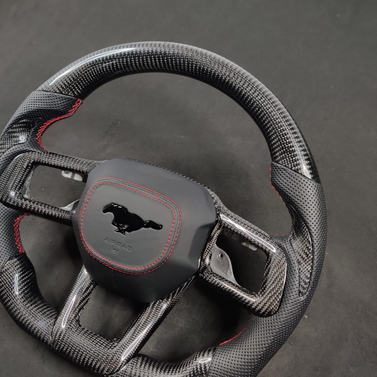 2024-2026+ Ford Mustang S650 Carbon Fiber LED Steering Wheel - AutoLEDTech.com