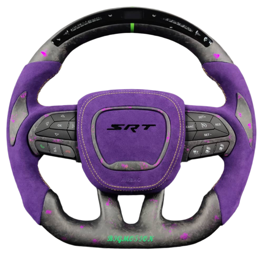 2015-2023 Dodge Charger Challenger Custom Carbon Fiber LED Steering Wheel - AutoLEDTech.com
