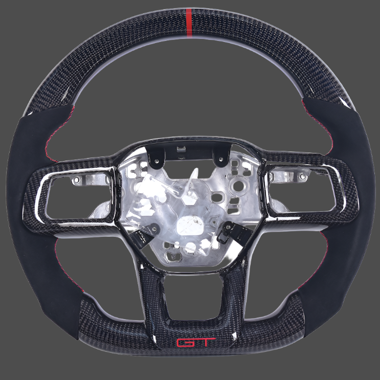 2024-2026+ Ford Mustang S650 Carbon Fiber LED Steering Wheel - AutoLEDTech.com