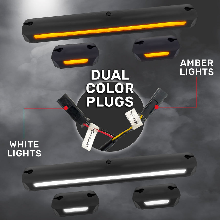 2007-2014 GMC Chevy HD Smoked White Amber LED Roof Cab Lights