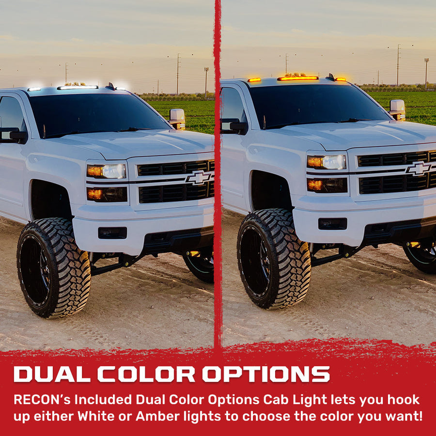 2007-2014 GMC Chevy HD Smoked White Amber LED Roof Cab Lights