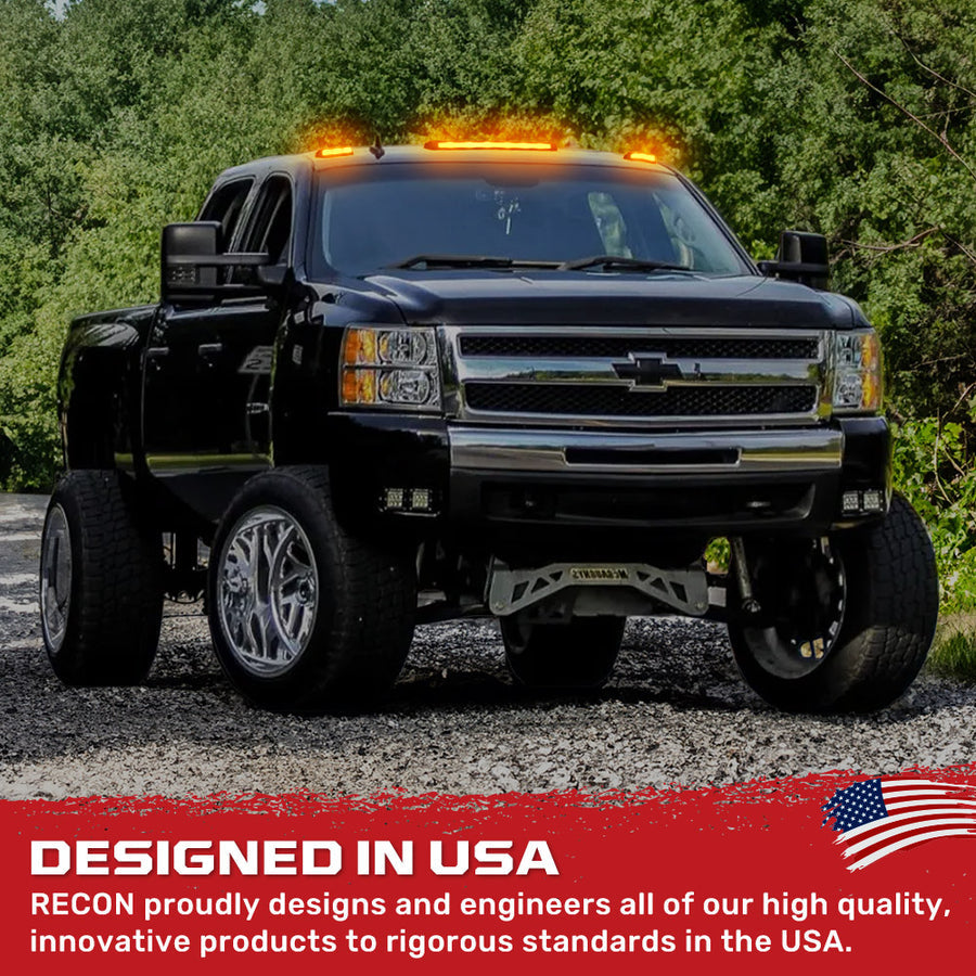 2007-2014 GMC Chevy HD Smoked White Amber LED Roof Cab Lights