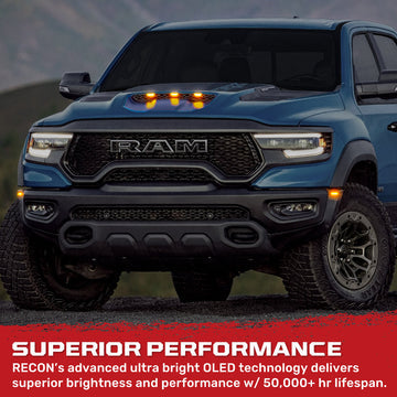 Ram TRX RHO Smoked White/Amber LED Hood + Fender Lights