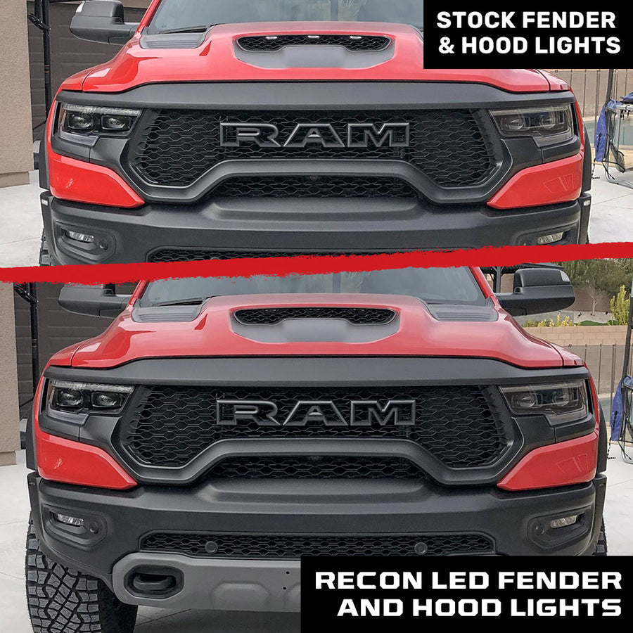Ram TRX RHO Smoked White/Amber LED Hood + Fender Lights