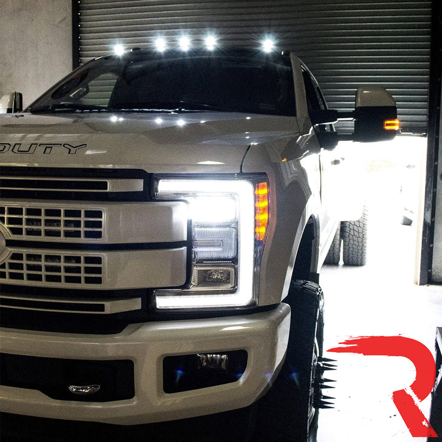 2017-2022 Ford F250 Super Duty 2WAY Smoked White Amber LED Roof Cab Lights