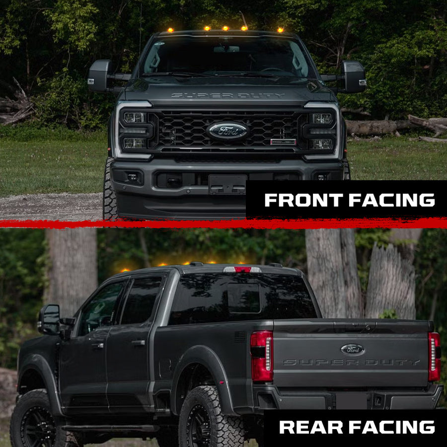 2023-2026+ Ford F250 Super Duty 2WAY Smoked White Amber LED Roof Cab Lights - AutoLEDTech.com
