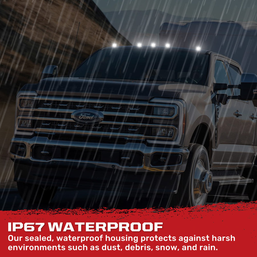 2023-2026+ Ford F250 Super Duty 2WAY Smoked White Amber LED Roof Cab Lights - AutoLEDTech.com