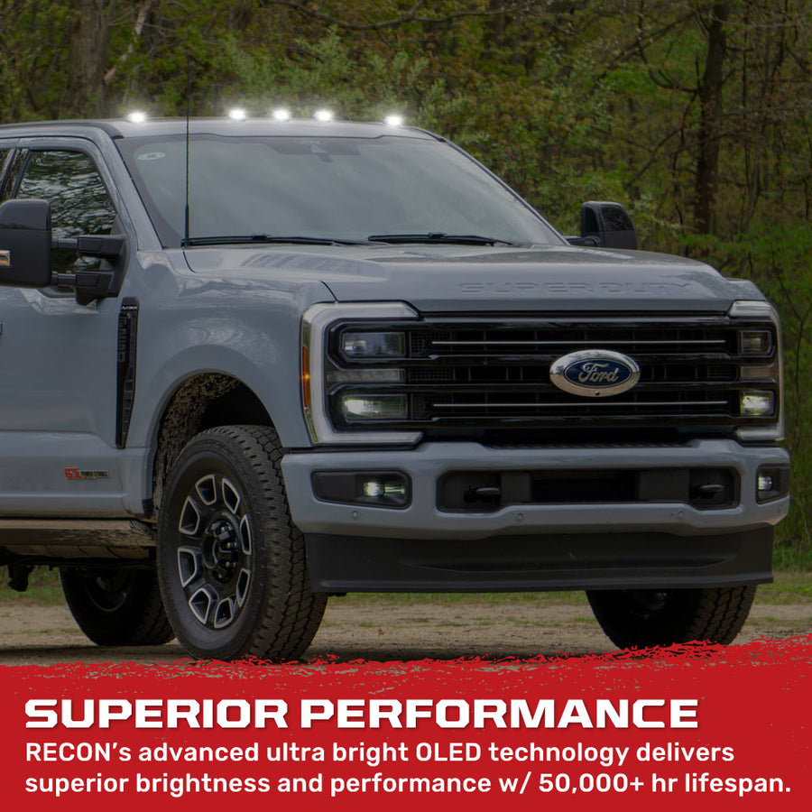 2023-2026+ Ford F250 Super Duty 2WAY Smoked White Amber LED Roof Cab Lights - AutoLEDTech.com