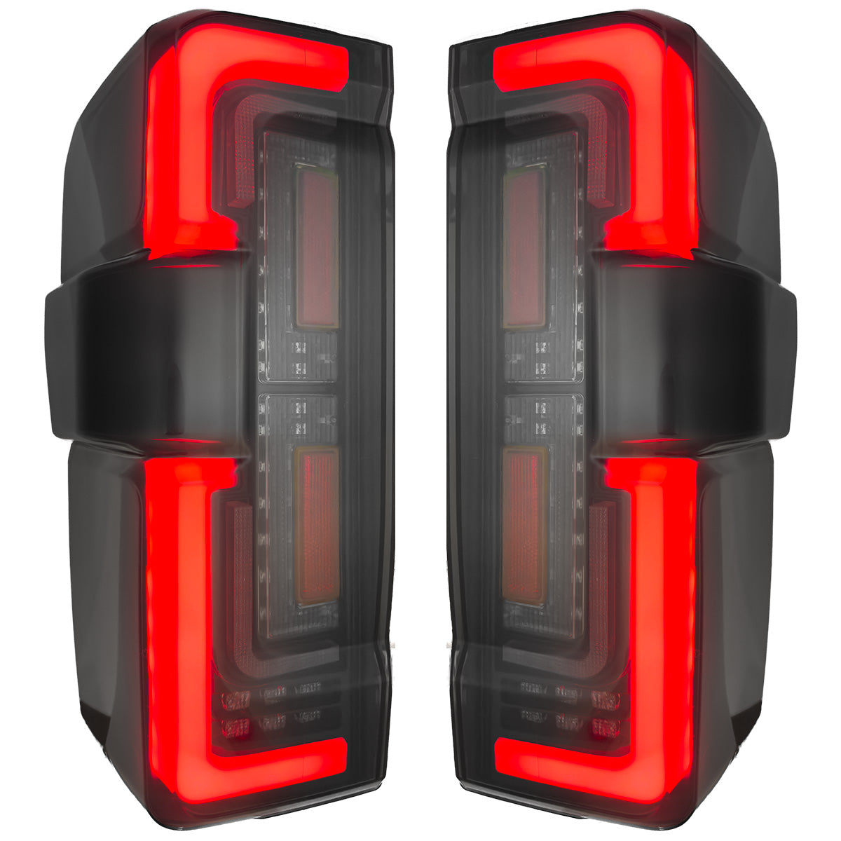 2023-2027+ Ford Super Duty Clear Smoked LED Tail Lights with Startup Sequence - AutoLEDTech.com