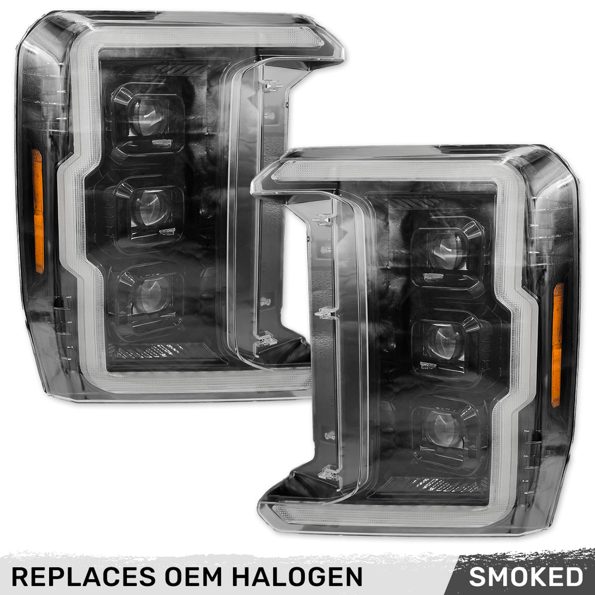 2023-2026+ Ford Super Duty LED DRL Projector Headlights (Halogen upgrade)