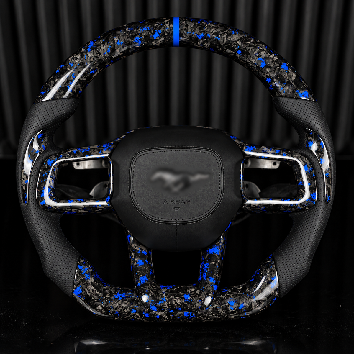 2024-2027+ Ford Mustang Custom Carbon Fiber LED Steering Wheel - AutoLEDTech.com