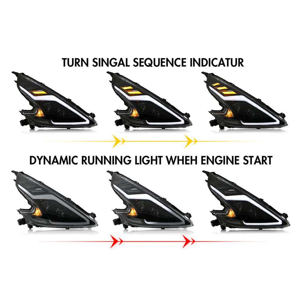 2009-2020 Nissan 370Z Z34 Fairlady RGB LED DRL Headlights - AutoLEDTech.com