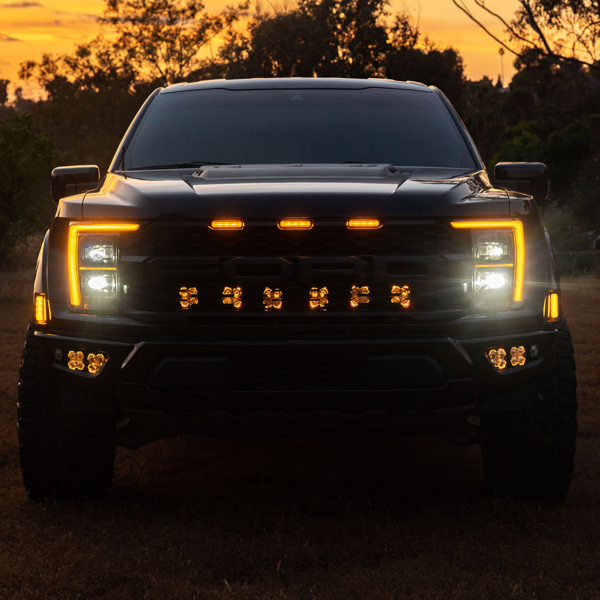 2021-2026+ Ford Raptor Baja Designs Squadron 2.0 Behind-The-Grill Light Kit - AutoLEDTech.com