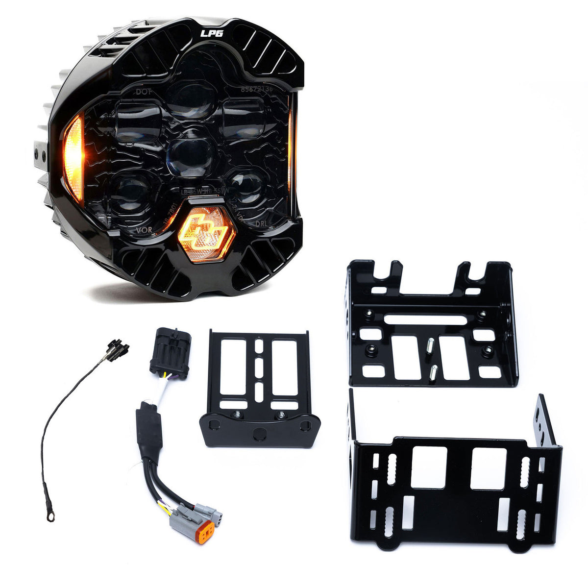 Baja Designs DOT LP6 Harley Softail headlight kit contents