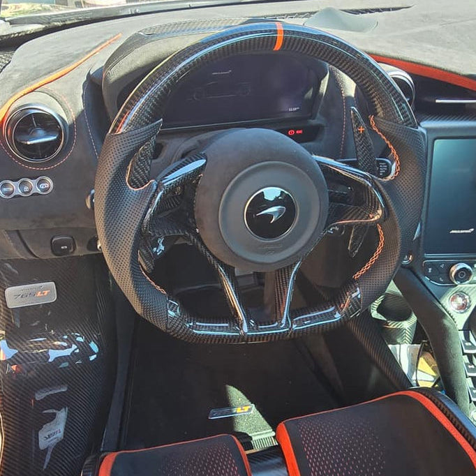 Mclaren 720S 765LT Custom Carbon Fiber Steering Wheel - AutoLEDTech.com