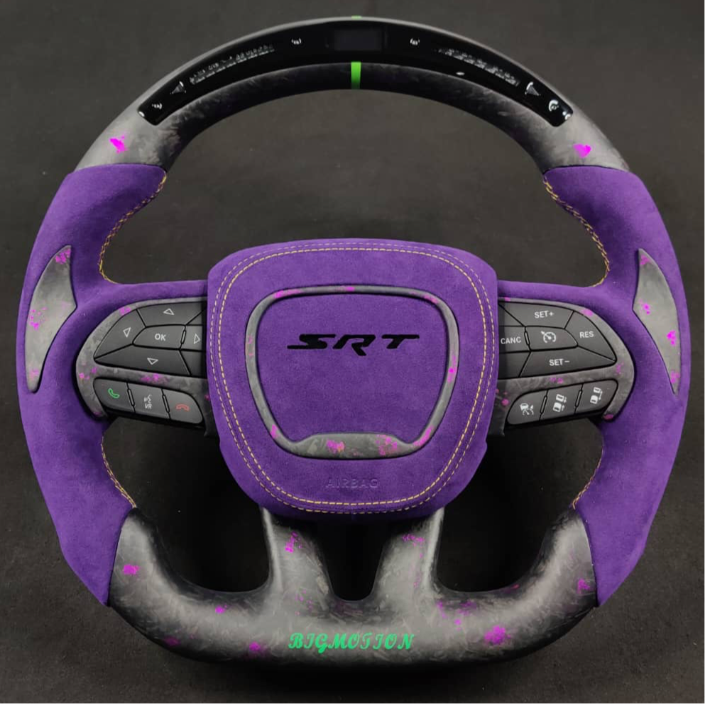 2015-2023 Dodge Charger Challenger Custom Carbon Fiber LED Steering Wheel - AutoLEDTech.com