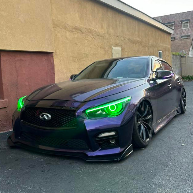2014-2024 Infiniti Q50 RGBW Flow Series LED DRL Prebuilt Custom Headlights