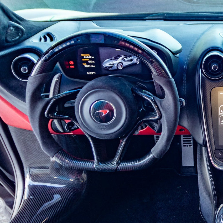 Mclaren 720S 765LT Custom Carbon Fiber Steering Wheel - AutoLEDTech.com