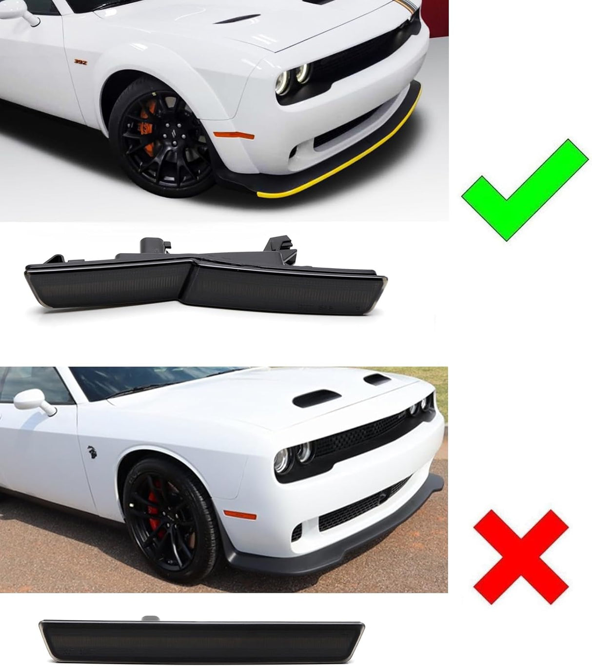 2015-2023 Dodge Challenger Widebody SCANNING White LED Smoked Side Marker Lights