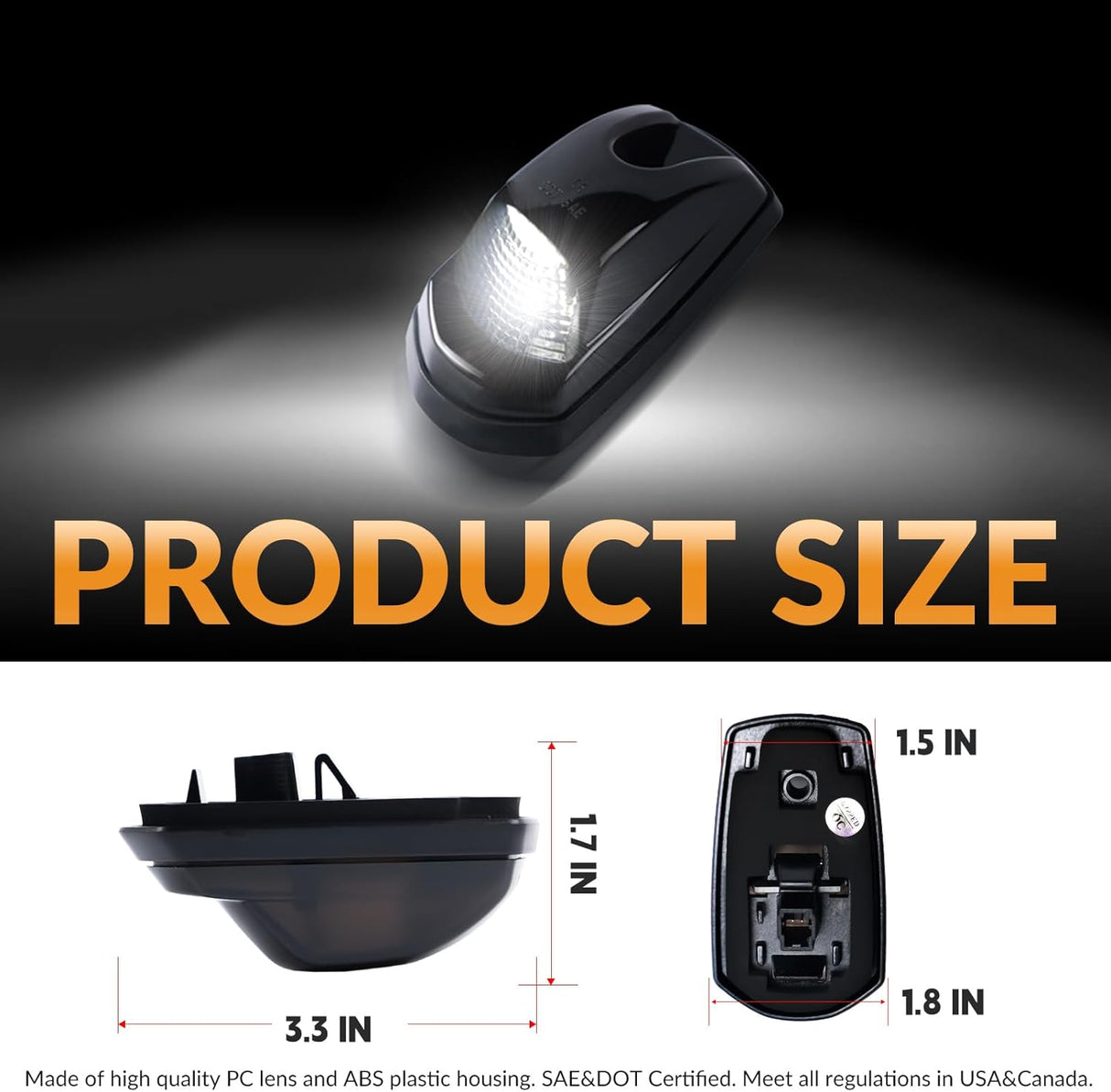 2017-2022 Ford F250 F350 Super Duty Clear Smoked White Amber LED Roof Cab Lights