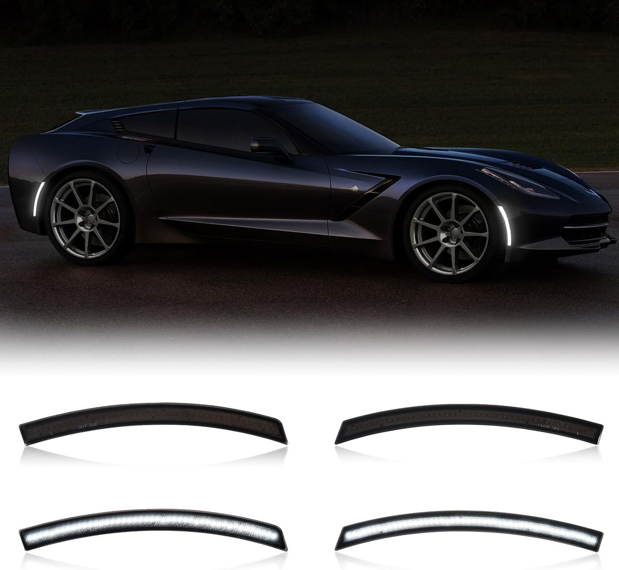 2014-2019 Chevrolet C7 Corvette Clear or Smoked LED Sidemarkers Rear Bumper Lights