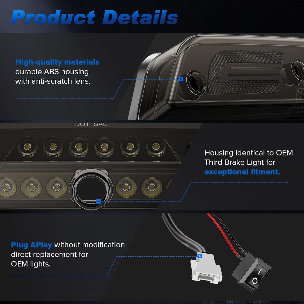 2015-2027+ Ford F150/Super Duty Smoked LED 3rd Brake Light - AutoLEDTech.com