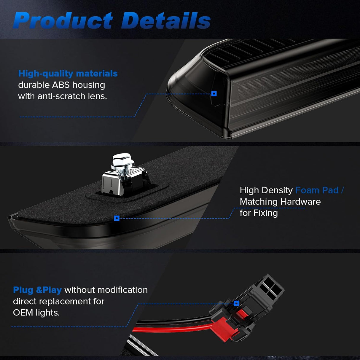 2020-2026+ GMC Chevy HD Smoked White Amber LED Roof Cab Lights