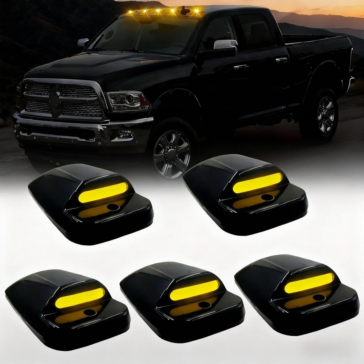 2003-2018 Dodge Ram HD Smoked White Amber Slim-Line LED Roof Cab Lights