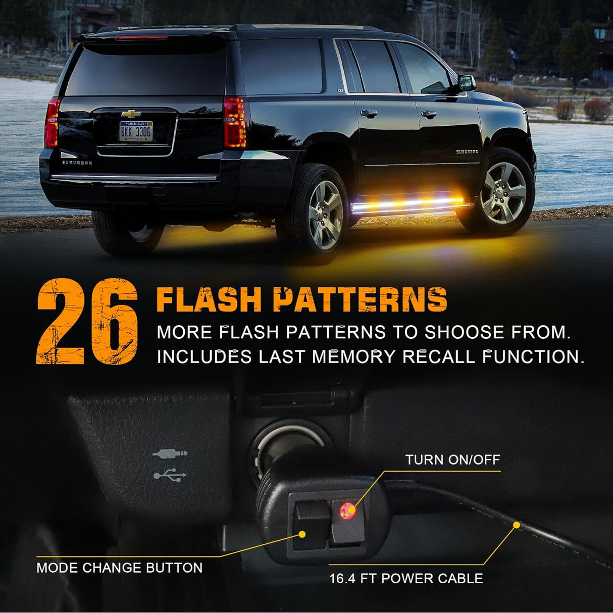 LED Strobe Rocker Lights Running Board Strips (70")