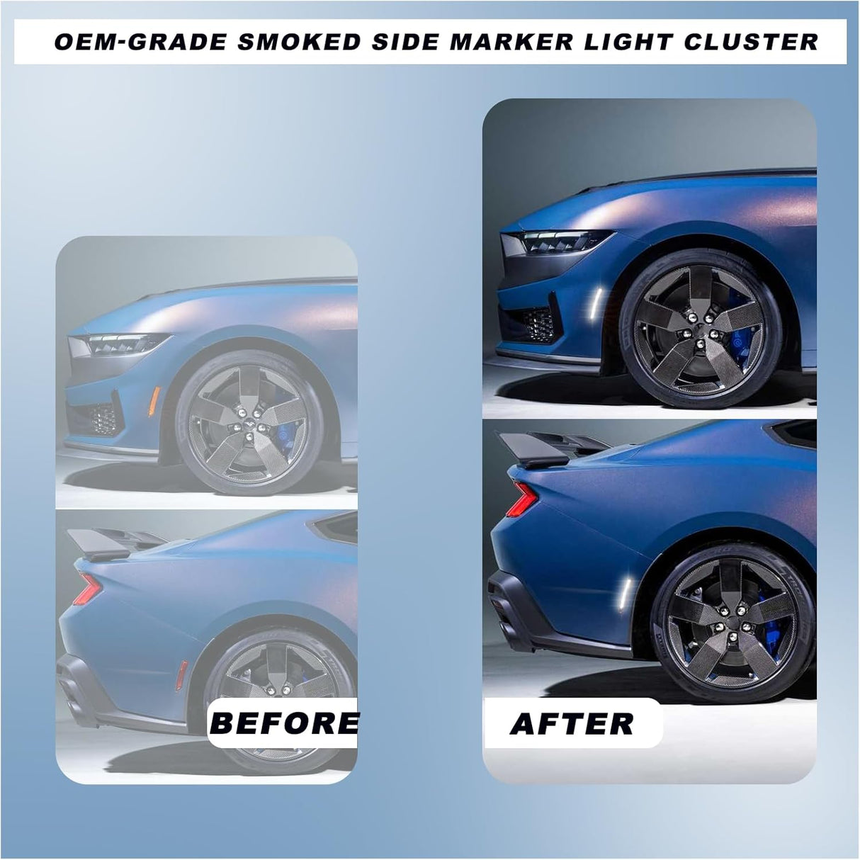 2024+ Ford Mustang S650 SCANNING White LED Smoked Side Marker Lights