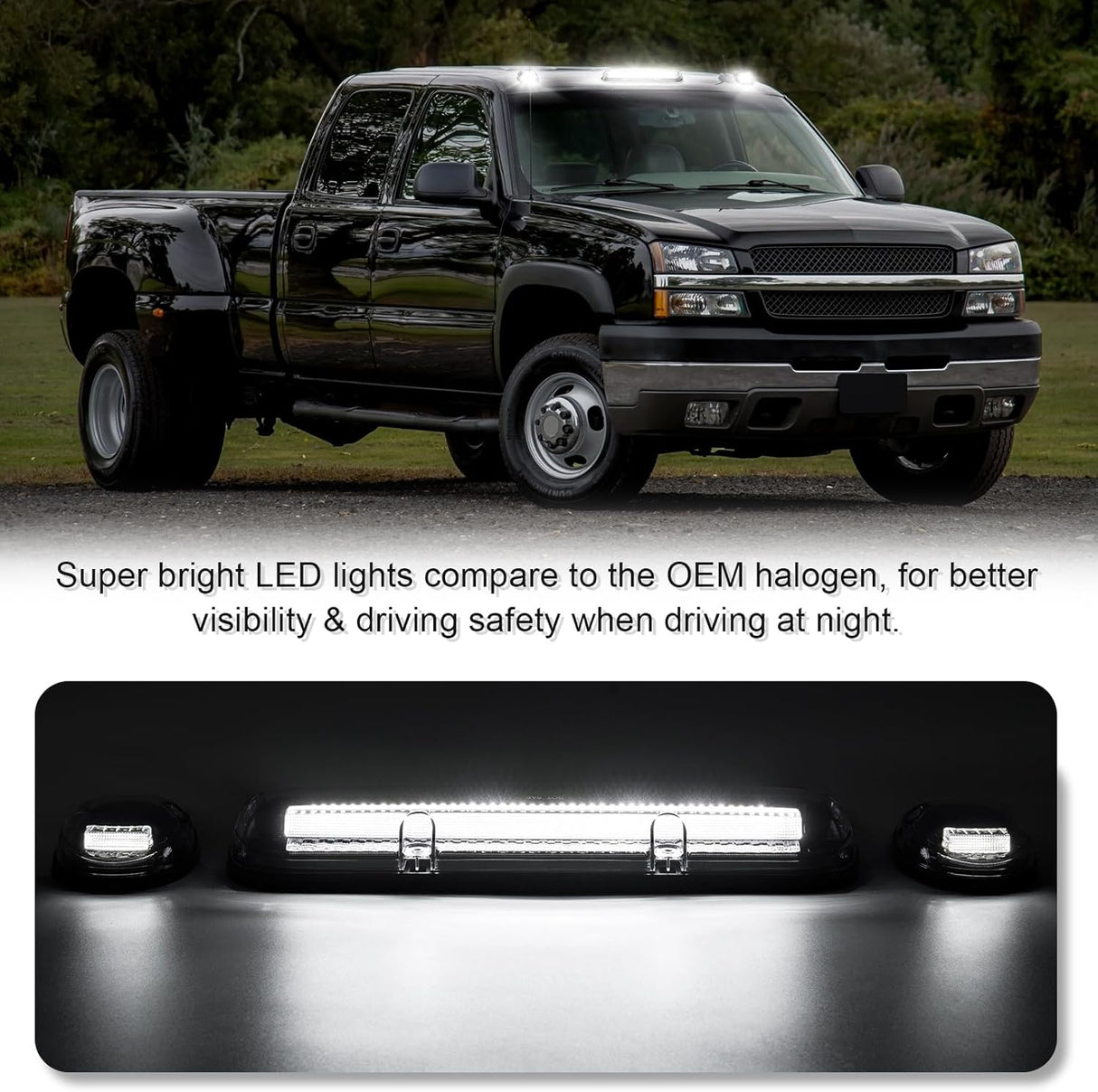2000-2006 GMC Chevy HD Smoked White Amber LED Roof Cab Lights - AutoLEDTech.com
