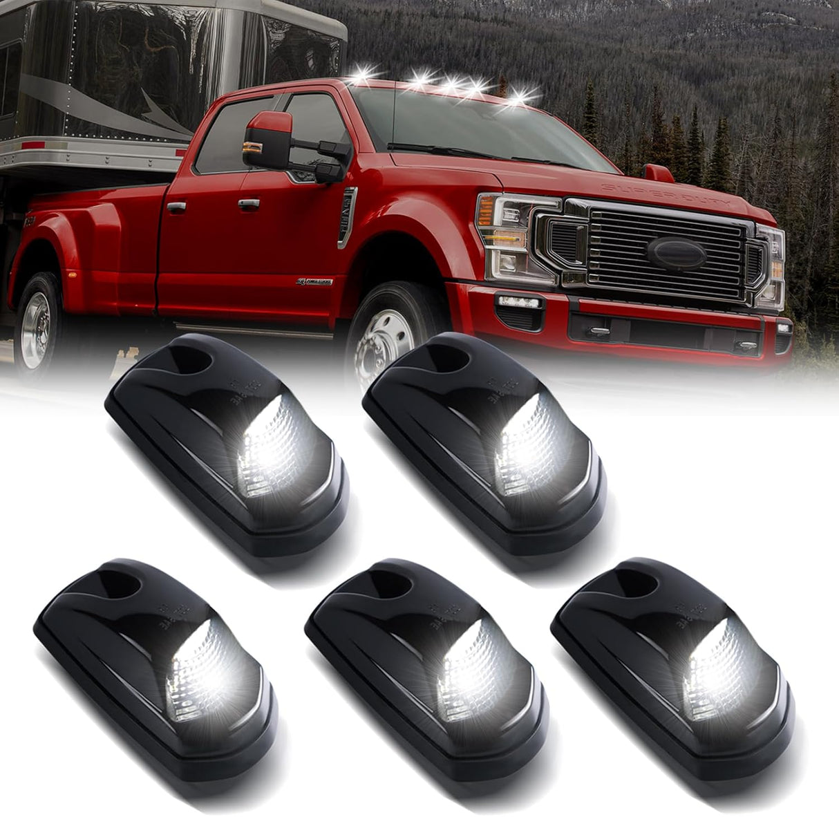 2017-2022 Ford F250 F350 Super Duty Clear Smoked White Amber LED Roof Cab Lights