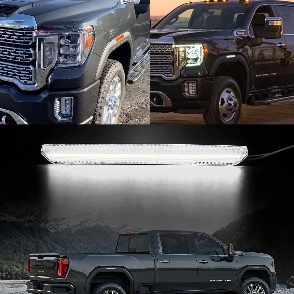2020-2026+ GMC Sierra HD 2500 Clear Smoked White Amber LED Side Markers