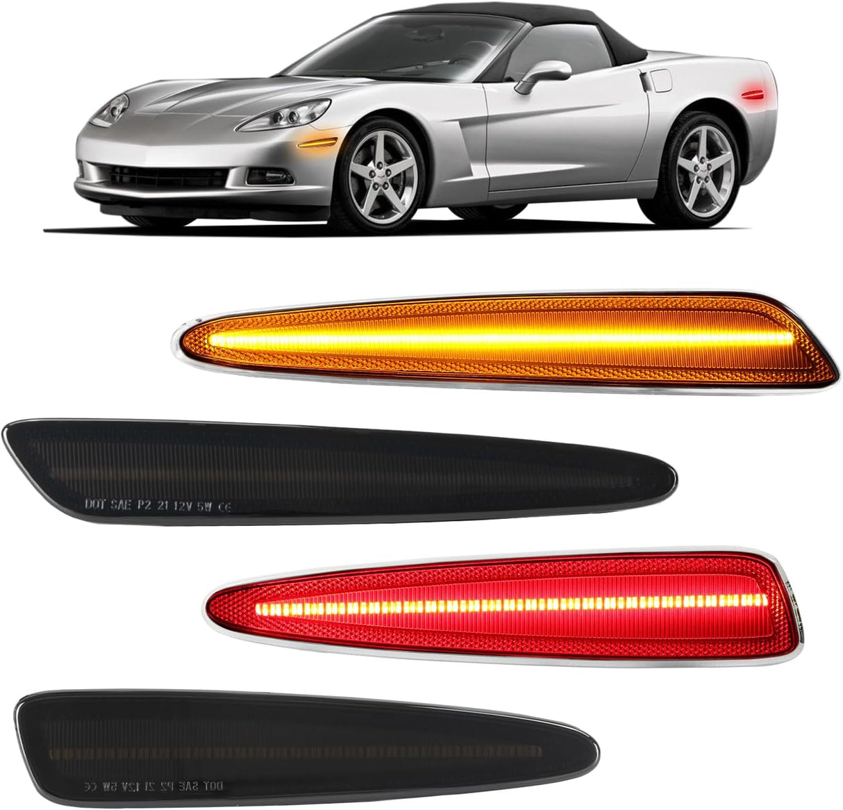 2005-2013 Chevrolet C6 Corvette Clear or Smoked LED Sidemarker Lights