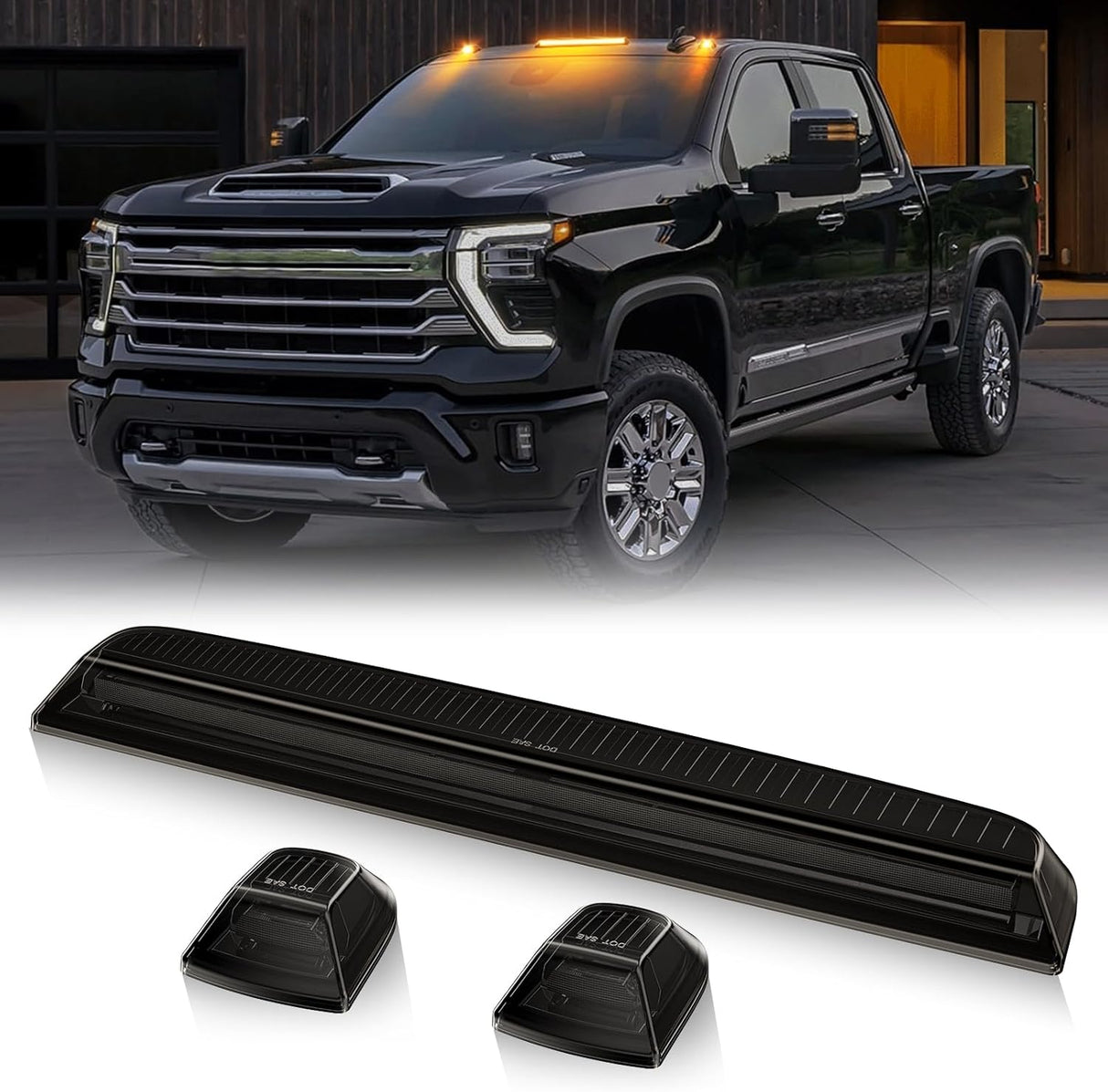 2020-2026+ GMC Chevy HD Smoked White Amber LED Roof Cab Lights