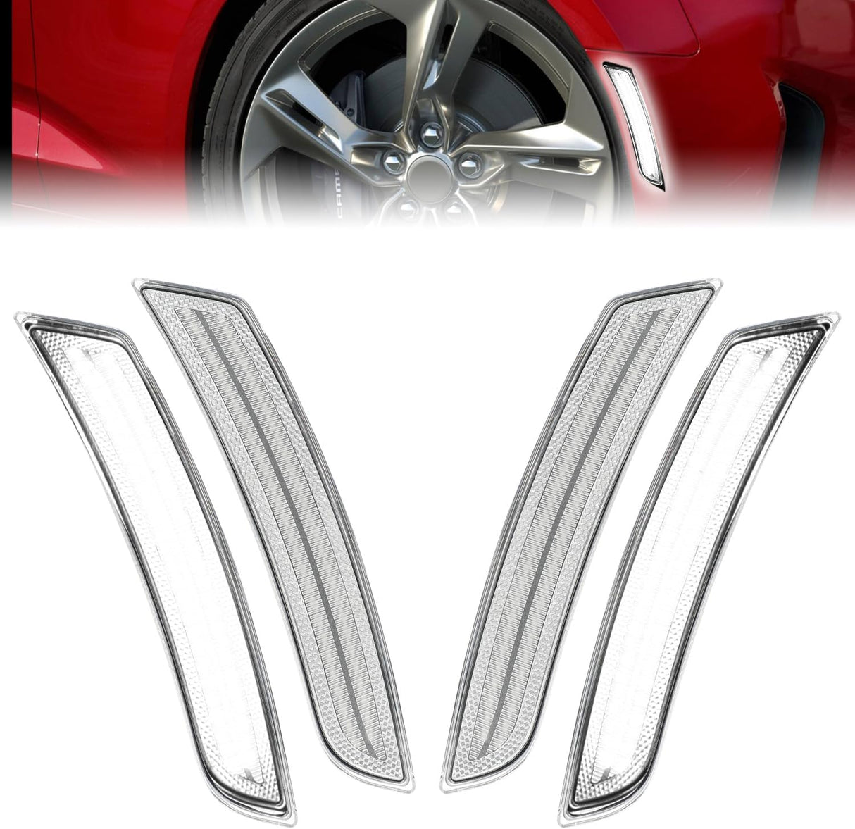 2016+ Chevy Camaro SCANNING White LED Smoked Side Marker Lights