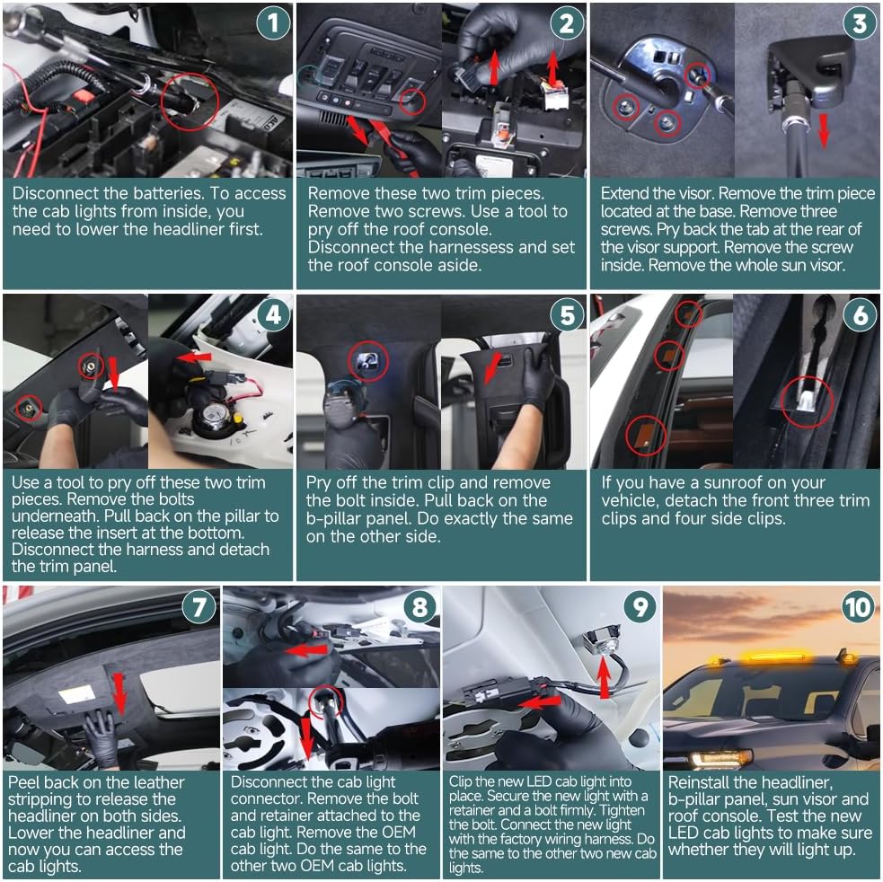 2020-2026+ GMC Chevy HD Smoked White Amber LED Roof Cab Lights - AutoLEDTech.com