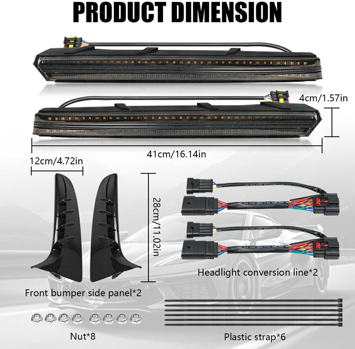 2020+ Chevy C8 Corvette Sequential Switchback LED DRL Grill Accent Bumper Lights