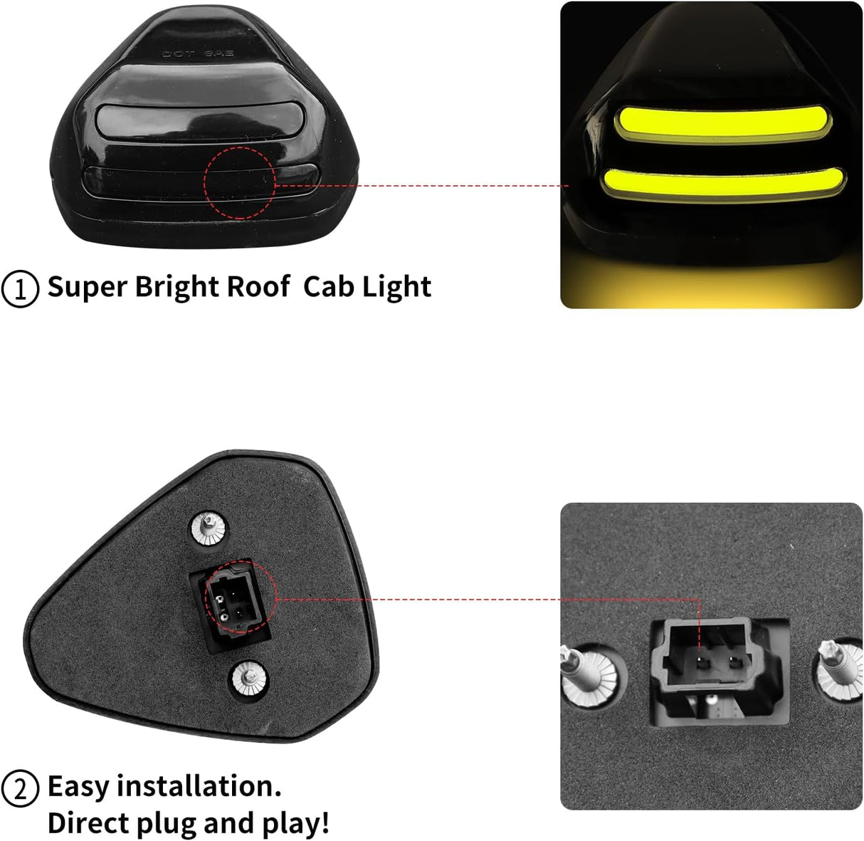 1999-2016 Ford F250 Super Duty Clear Smoked White Amber LED Roof Cab Lights
