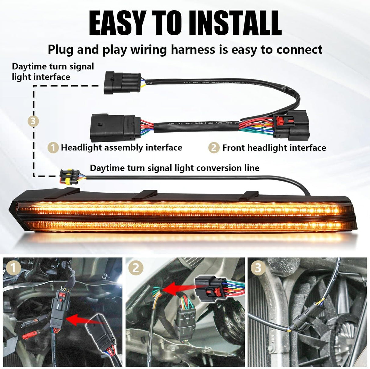 2020+ Chevy C8 Corvette Sequential Switchback LED DRL Grill Accent Bumper Lights