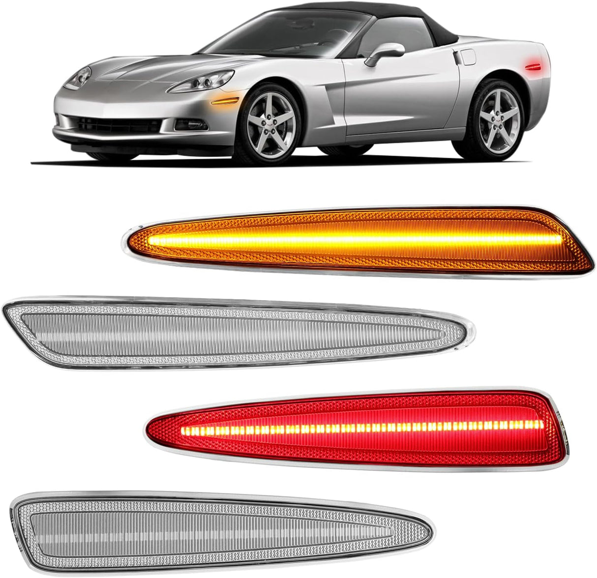 2005-2013 Chevrolet C6 Corvette Clear or Smoked LED Sidemarker Lights