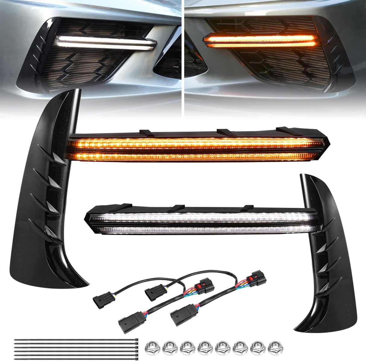 2020+ Chevy C8 Corvette Sequential Switchback LED DRL Grill Accent Bumper Lights
